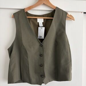 H&M NWT Olive Green Women's Vest Top - Classic Tailored Style